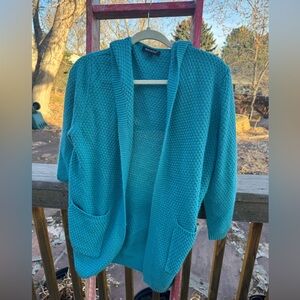Stylish Turquoise Open-Front Cardigan